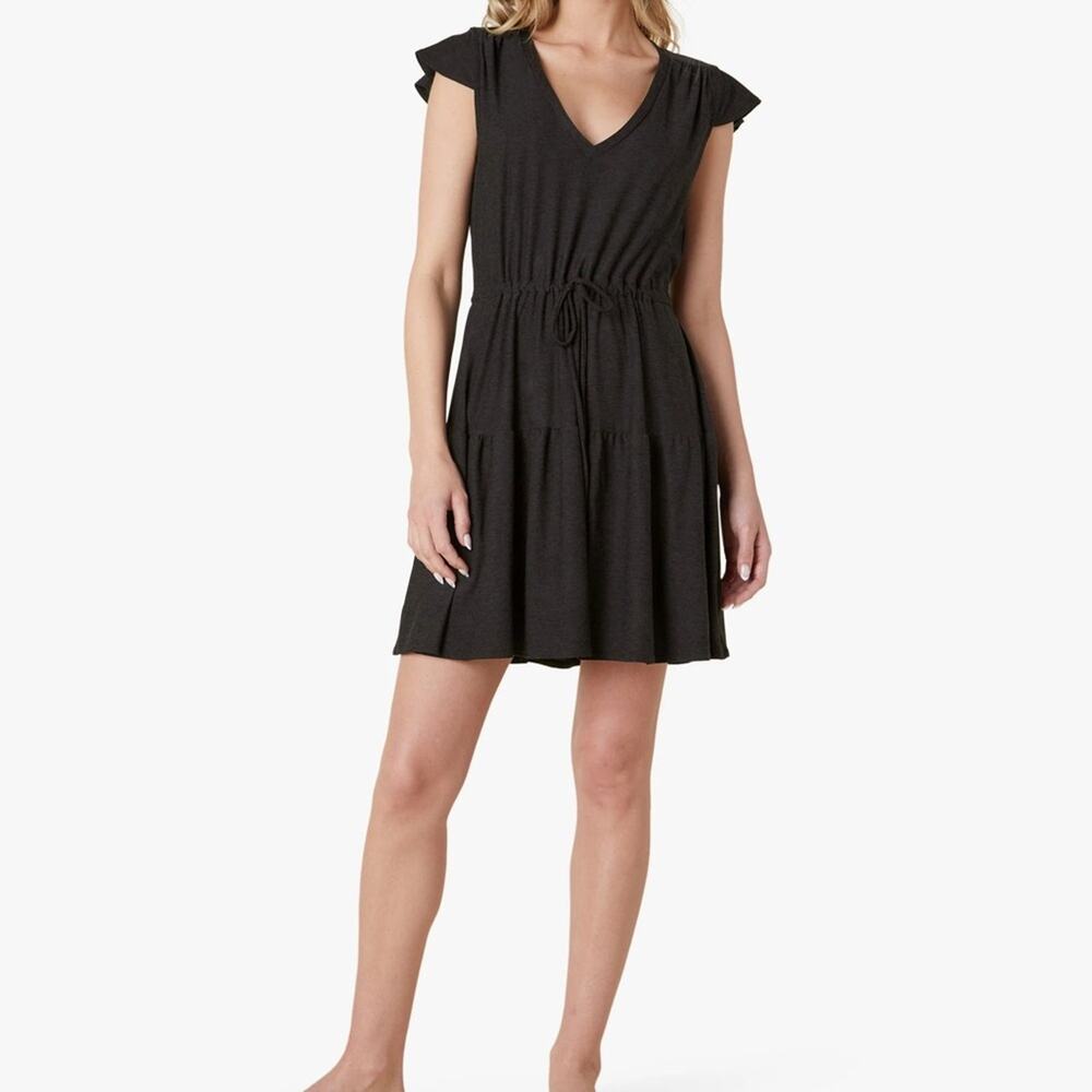 Beyond Yoga Featherweight Out & About Ruffle Dress Darkest Night Tiered Mini S